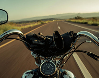 View of the Open Road ahead from the point of view of the motorcyclist