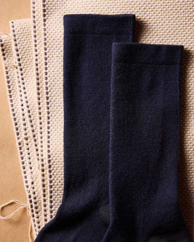 material shot of the tops of The Merino Sock in Navy, Accessories by Taylor Stitch