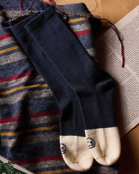 material shot of the fabric on The Merino Sock in Navy, Accessories by Taylor Stitch