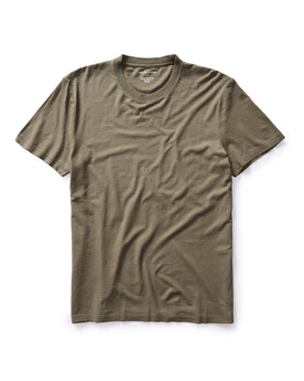 flatlay of The Cotton Hemp Tee in Olive, Knits by Taylor Stitch