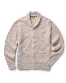 flatlay of The Crawford Cardigan Sweater in Marled Natural, Knits by Taylor Stitch