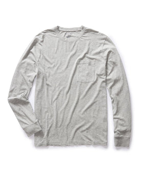 flatlay of The Cotton Hemp Long Sleeve Tee in Heather Grey, Knits by Taylor Stitch