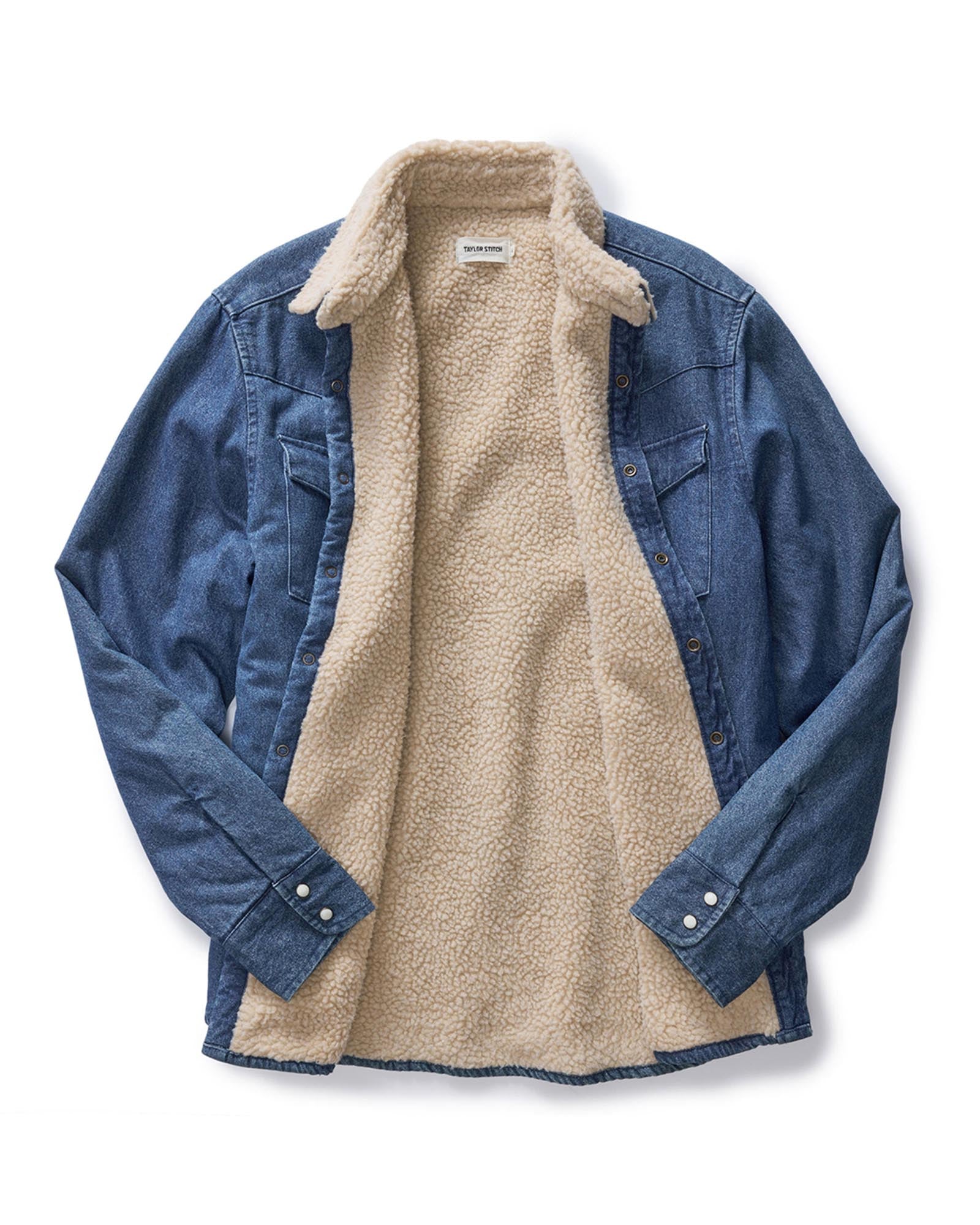 interior shot of The Western Shirt Jacket in Washed Indigo, Wovens by Taylor Stitch