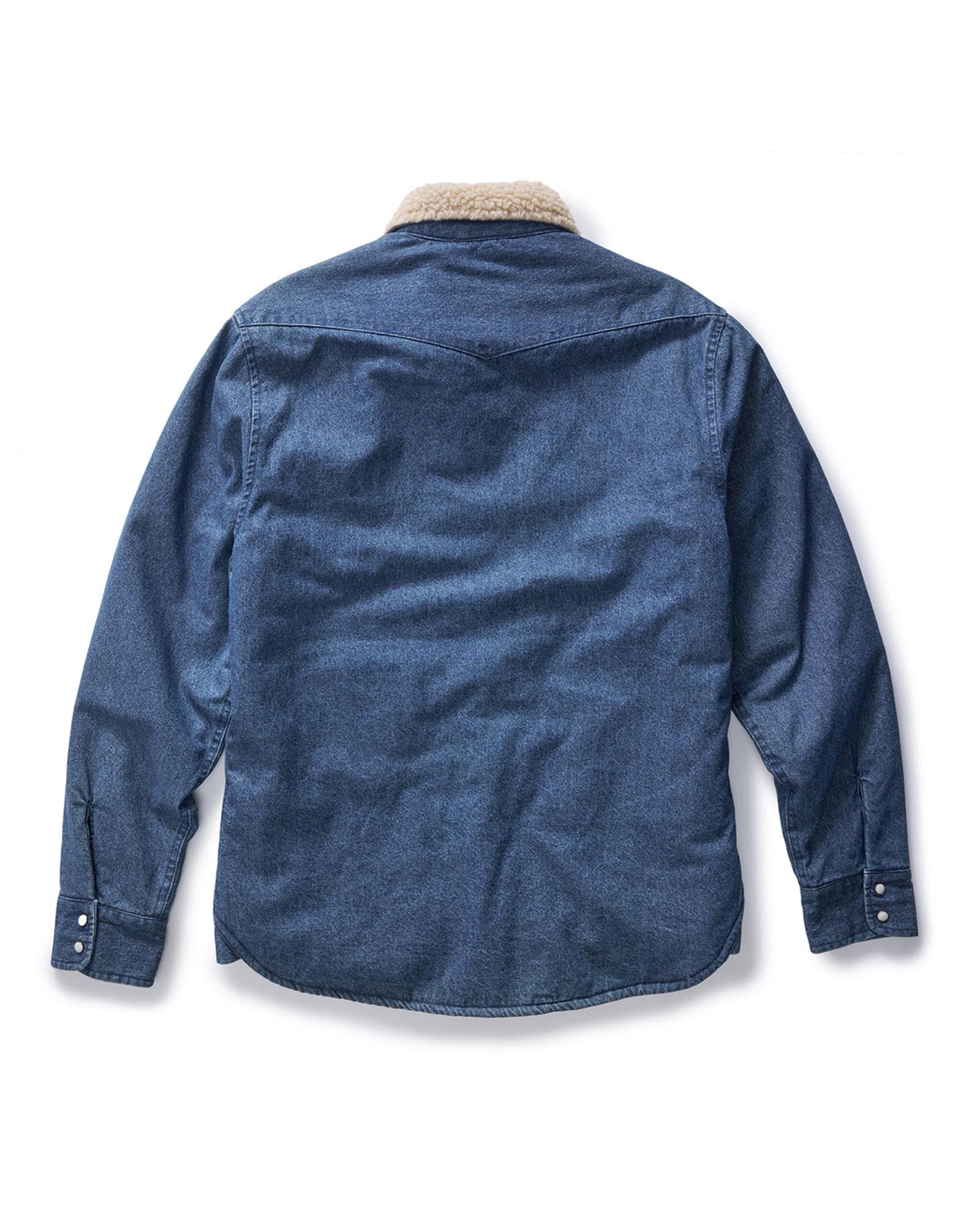flatlay of the back of The Western Shirt Jacket in Washed Indigo, Wovens by Taylor Stitch