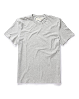 flatlay of The Organic Cotton Tee in Heather Grey, Knits by Taylor Stitch