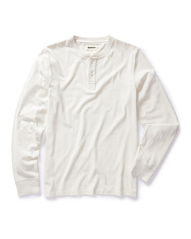 flatlay of The Organic Cotton Henley in Vintage White, Knits by Taylor Stitch
