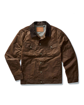 flatlay of The Long Haul Waxed Canvas Jacket in Dark Khaki , Outerwear by Taylor Stitch