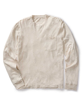 flatlay of The Cotton Hemp Long Sleeve Tee in Heathered Oat, Knits by Taylor Stitch