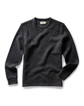 flatlay of The Evans Crew in Charcoal Birdseye Wool, Knits by Taylor Stitch