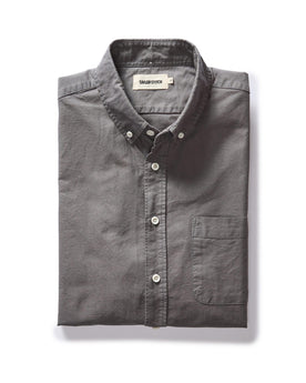 flatlay of The Jack in Smoke Oxford, Wovens by Taylor Stitch