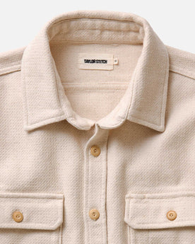 material shot of the collar on The Division Shirt in Birch, Wovens by Taylor Stitch