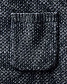 material shot of the pocket on The Crawford Crew Sweater in Washed Asphalt, Knits by Taylor Stitch