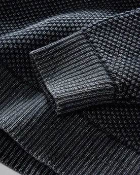 material shot of the ribbed hem on The Crawford Crew Sweater in Washed Asphalt, Knits by Taylor Stitch
