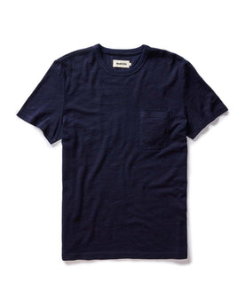 flatlay of The Organic Cotton Tee in Rinsed Indigo, Knits by Taylor Stitch