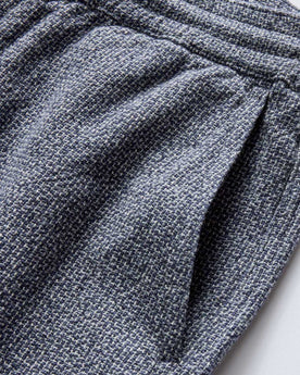 material shot of the front pockets on The Apres Pant in Navy Linen Tweed, Bottoms by Taylor Stitch
