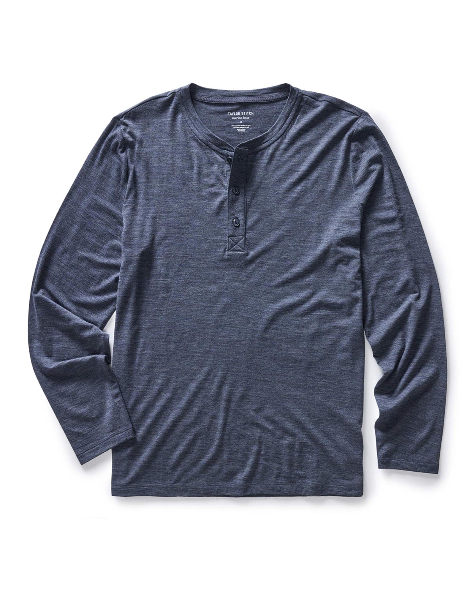 flatlay of The Merino Henley in Heather Navy, Knits by Taylor Stitch