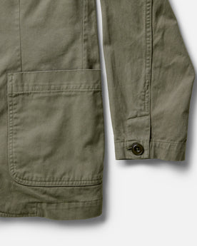 flatlay of the inside of The Foundation Sportcoat in Organic Smoked Olive Twill, Outerwear by Taylor Stitch