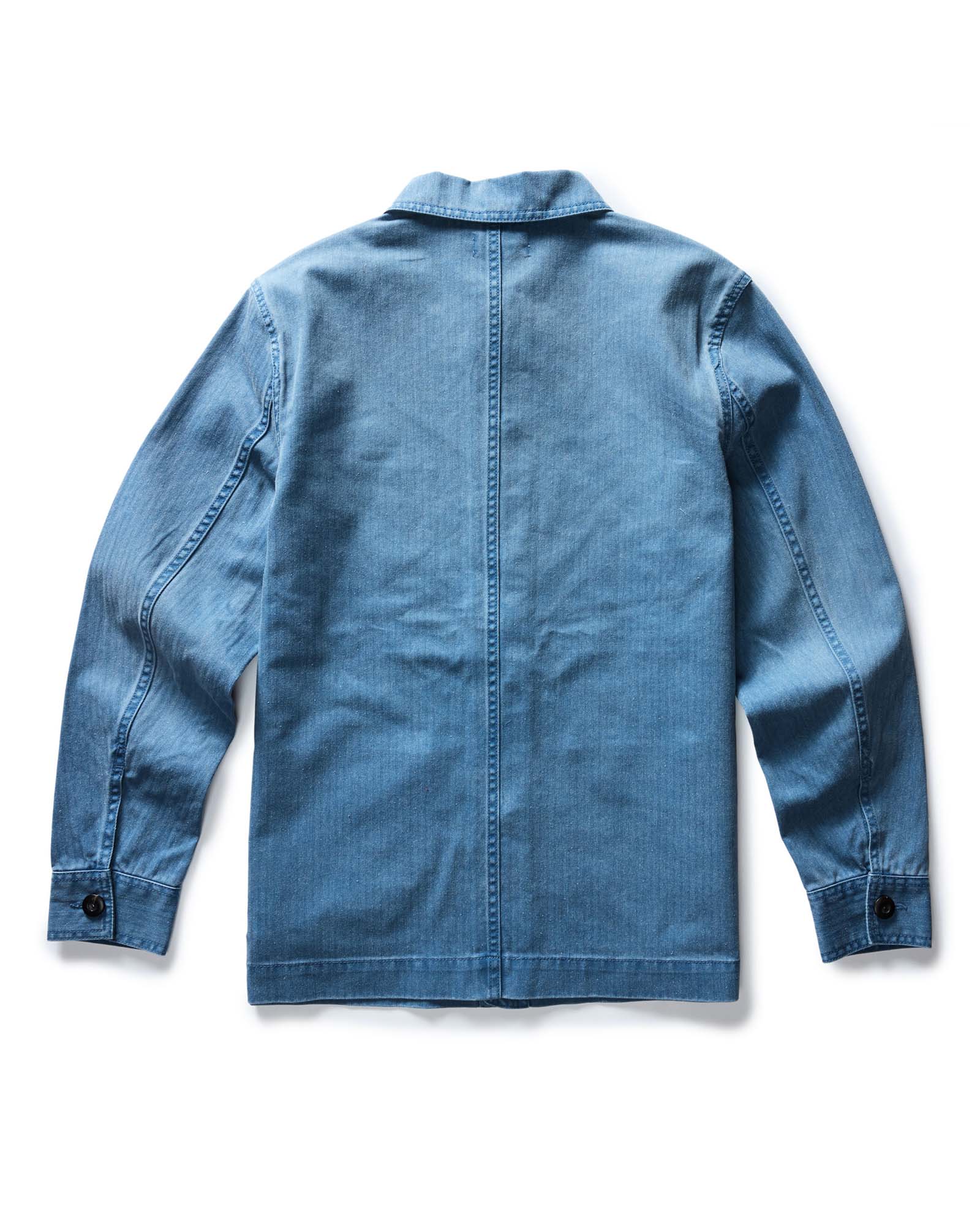 flatlay of the back of The Ojai Jacket in French Blue Herringbone, Outerwear by Taylor Stitch
