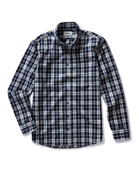 flatlay of The Jack in Rinsed Indigo Plaid, Wovens by Taylor Stitch