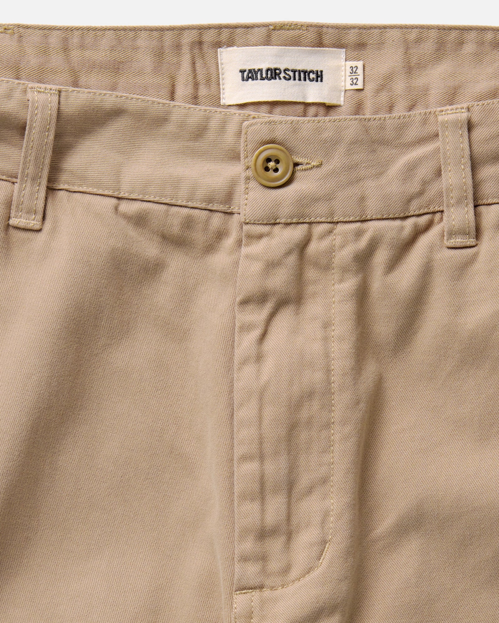 material shot of the waistband on The Democratic Foundation Pant in Organic Khaki, Bottoms by Taylor Stitch