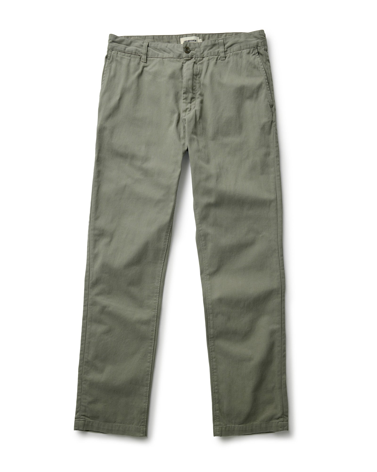 flatlay of The Democratic Foundation Pant in Organic Smoked Olive, Bottoms by Taylor Stitch