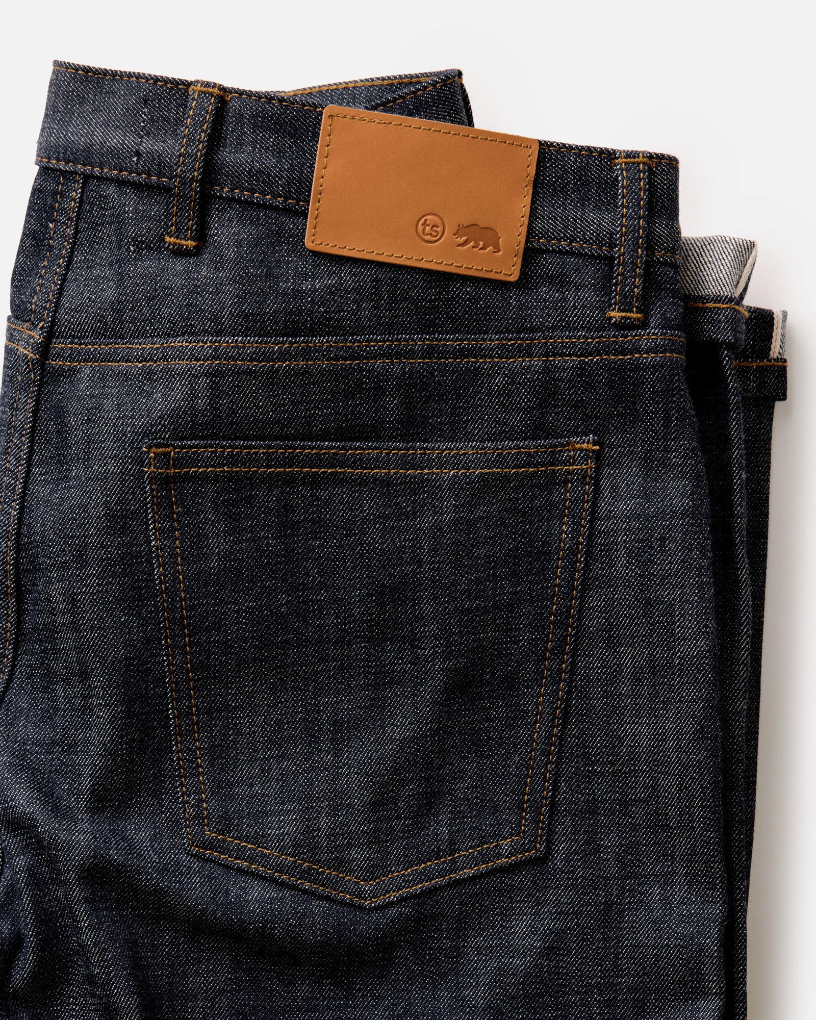material shot of the button fly on The Democratic Jean in Rigid Organic Selvedge, Bottoms by Taylor Stitch