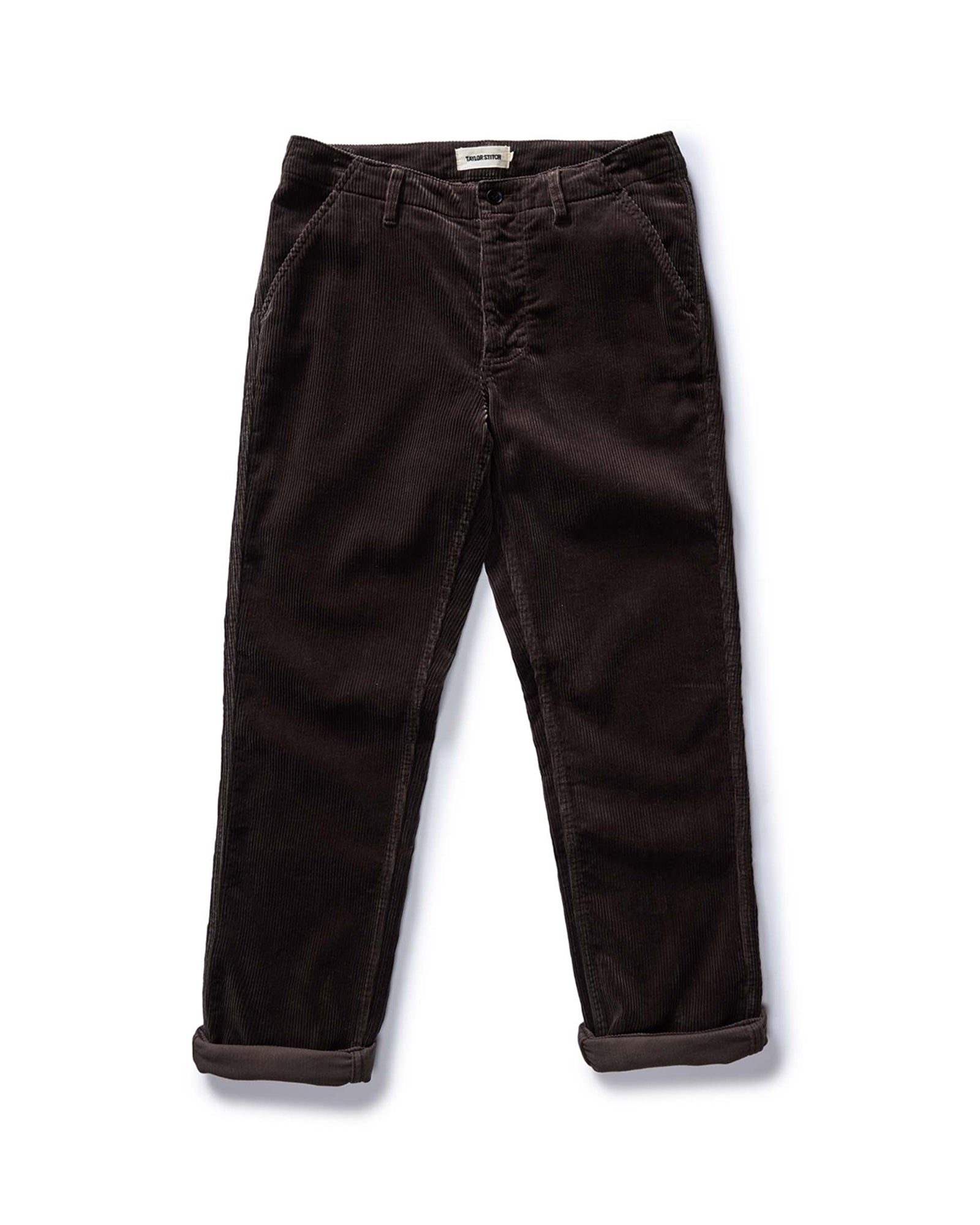 flatlay of The Carnegie Pant in Soil Corduroy, Bottoms by Taylor Stitch