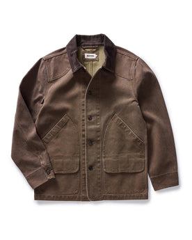 flatlay of The Upland Jacket in Aged Penny Chipped Canvas, Outerwear by Taylor Stitch