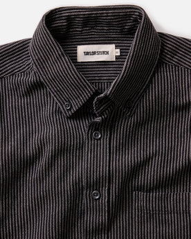 material shot of the collar on The Jack in Roped Black Indigo, Wovens by Taylor Stitch