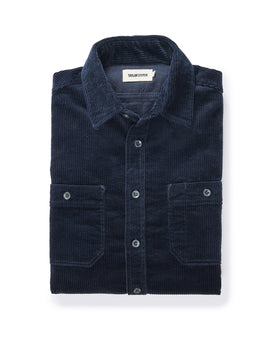 folded flatlay of The Utility Shirt in Dark Navy Corduroy, Wovens by Taylor Stitch