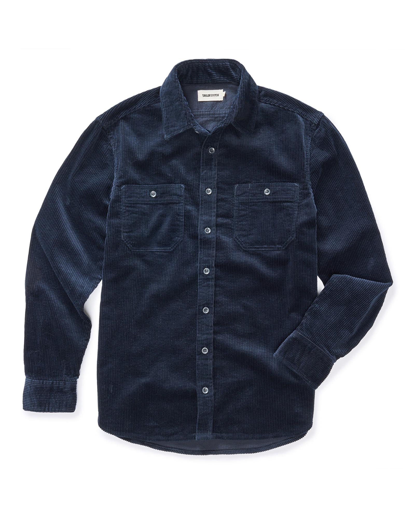 flatlay of The Utility Shirt in Dark Navy Corduroy, Wovens by Taylor Stitch