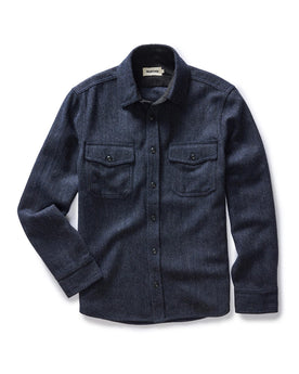 flatlay of The CPO Shirt in Marine Tweed Wool, Wovens by Taylor Stitch