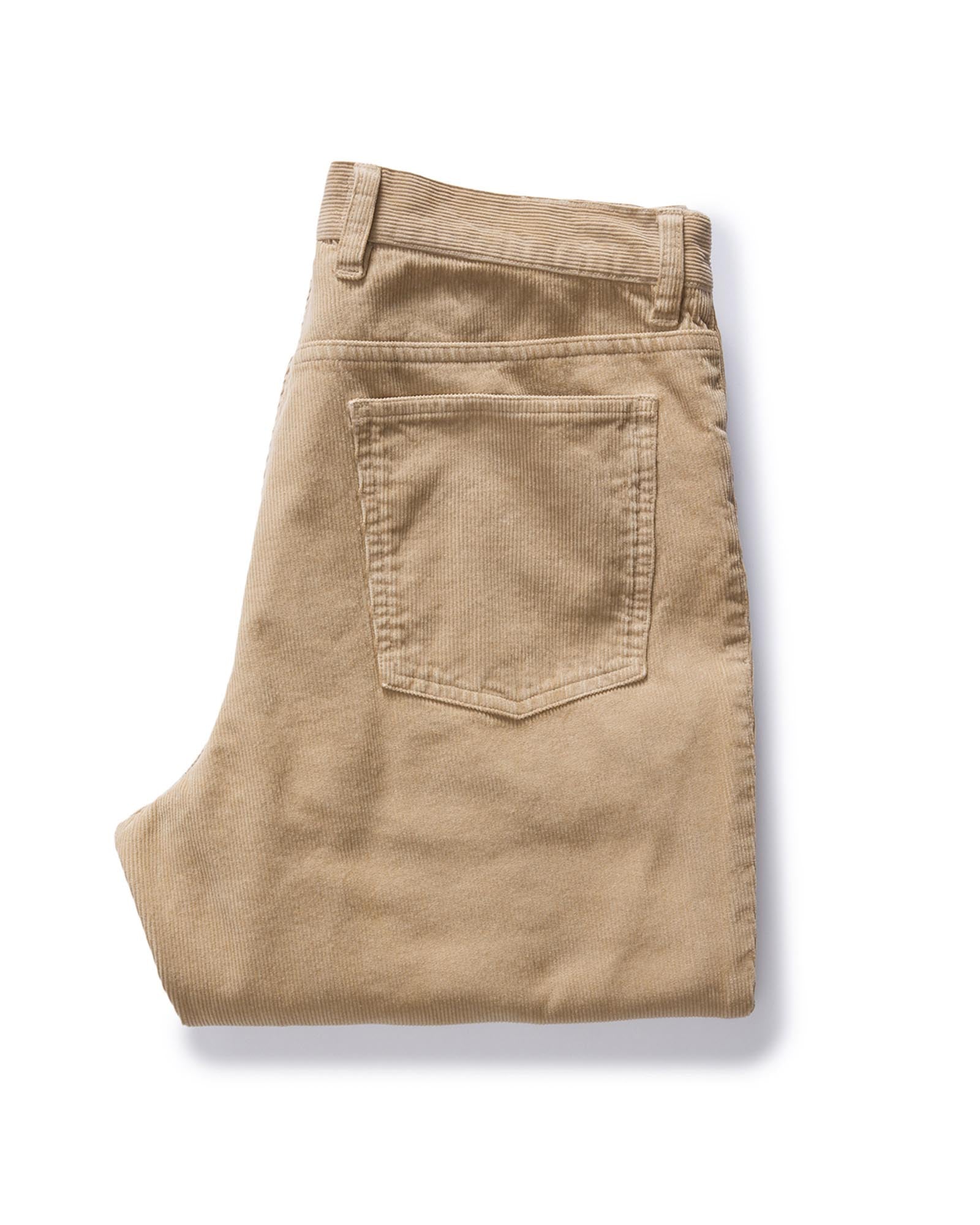 folded flatlay of the back of The Democratic 5-Pocket Pant in Washed Khaki Corduroy, Bottoms by Taylor Stitch