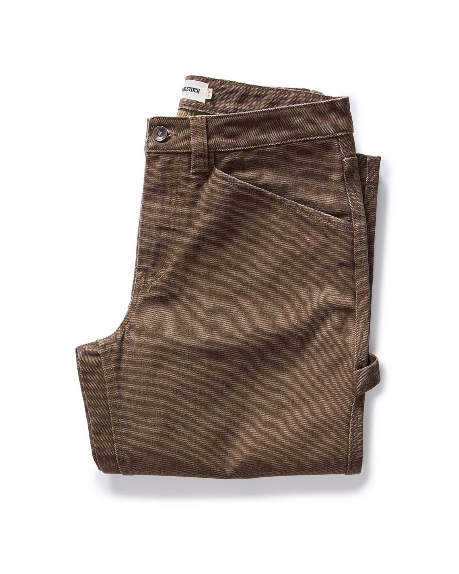 folded flatlay of The Workhorse Pant in Aged Penny Chipped Canvas, Bottoms by Taylor Stitch