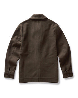 flatlay of the back of The Ojai Jacket in Army Herringbone Wool, Outerwear by Taylor Stitch