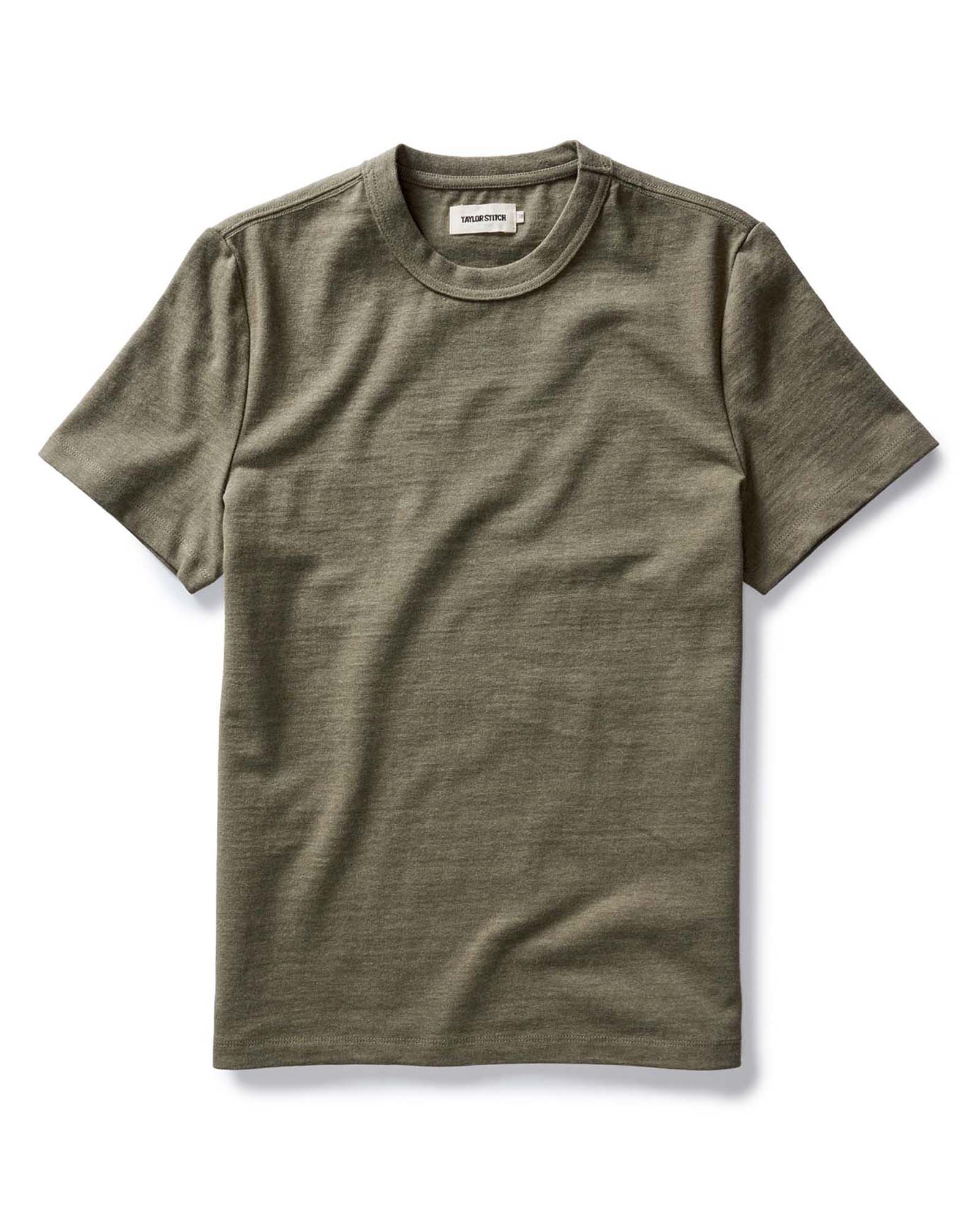 flatlay of The Organic Cotton Shop Tee in Army Twist, Knits by Taylor Stitch