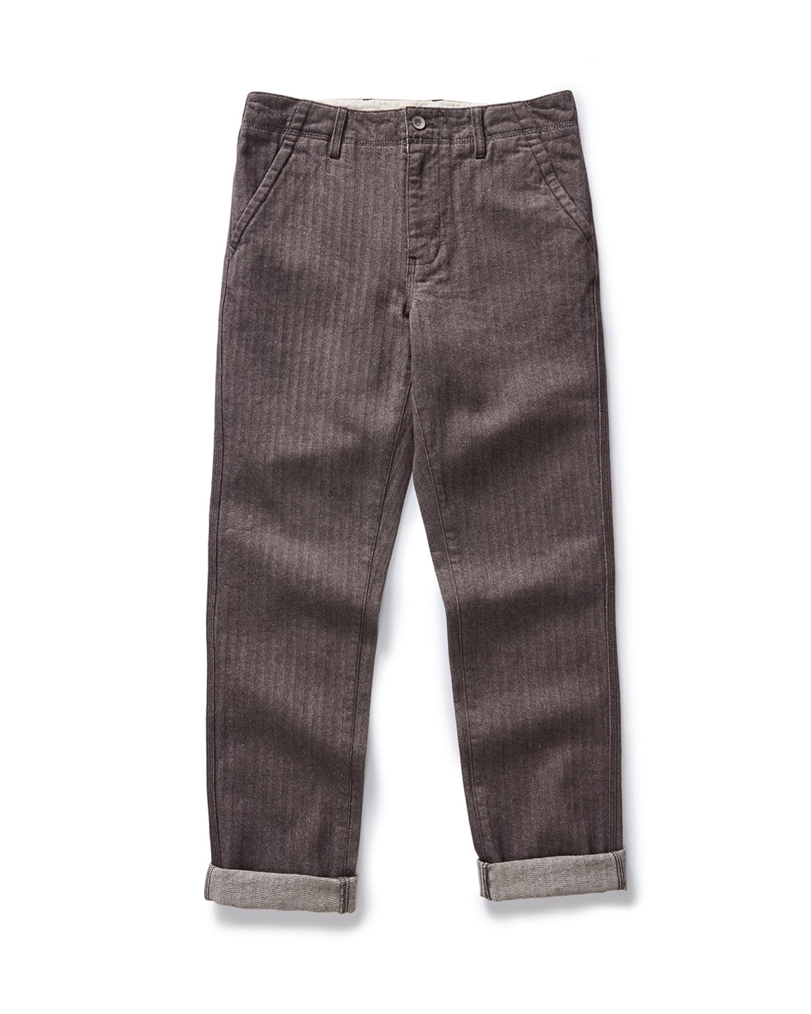 material shot of the waistband on The Morse Pant in Soil Herringbone, Bottoms by Taylor Stitch