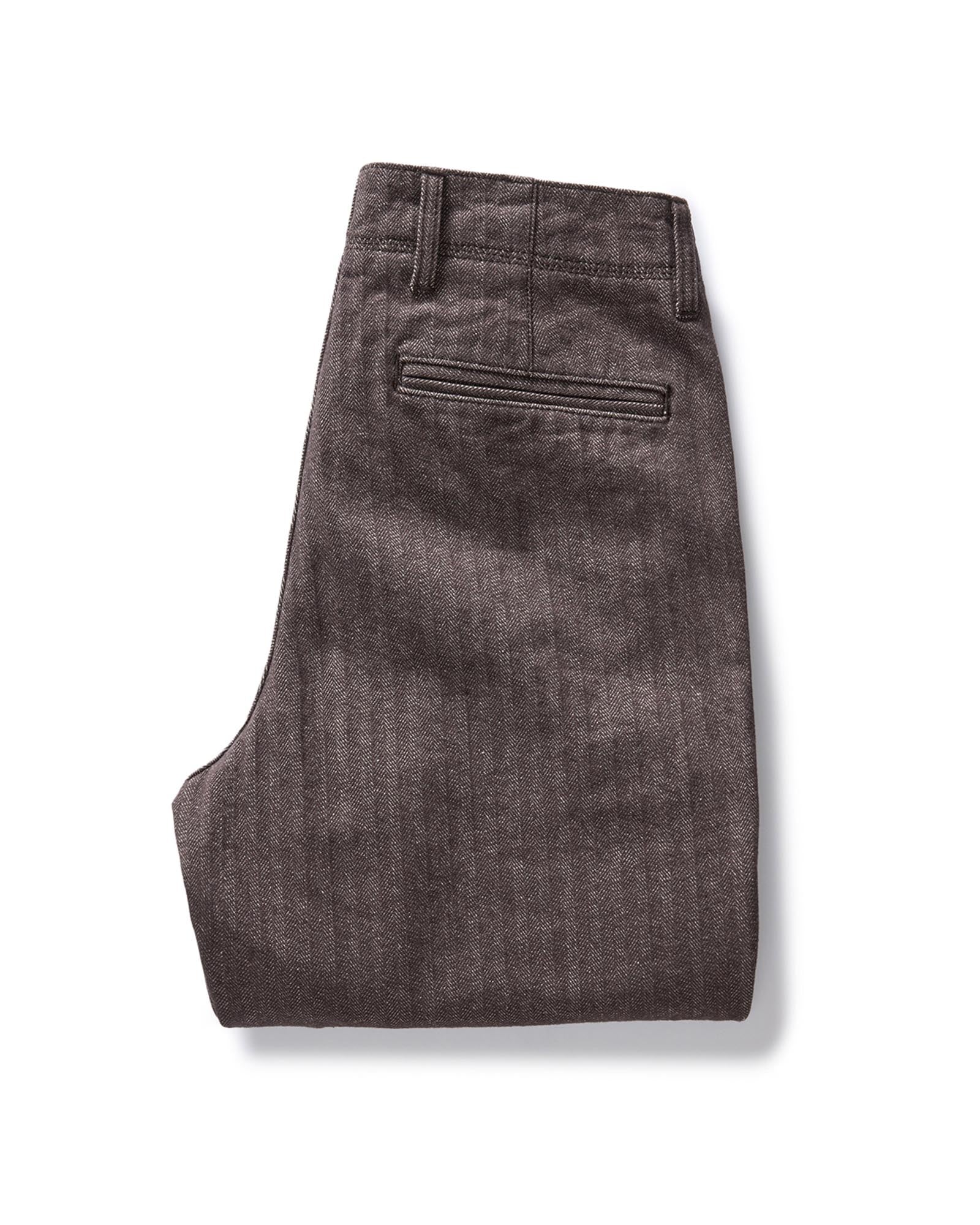 folded flatlay of the back of The Morse Pant in Soil Herringbone, Bottoms by Taylor Stitch