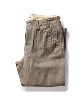 folded flatlay of The Morse Pant in Soil Herringbone, Bottoms by Taylor Stitch
