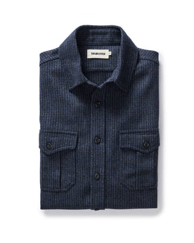 folded flatlay of The Saddler Shirt in Midnight Check Wool, Wovens by Taylor Stitch