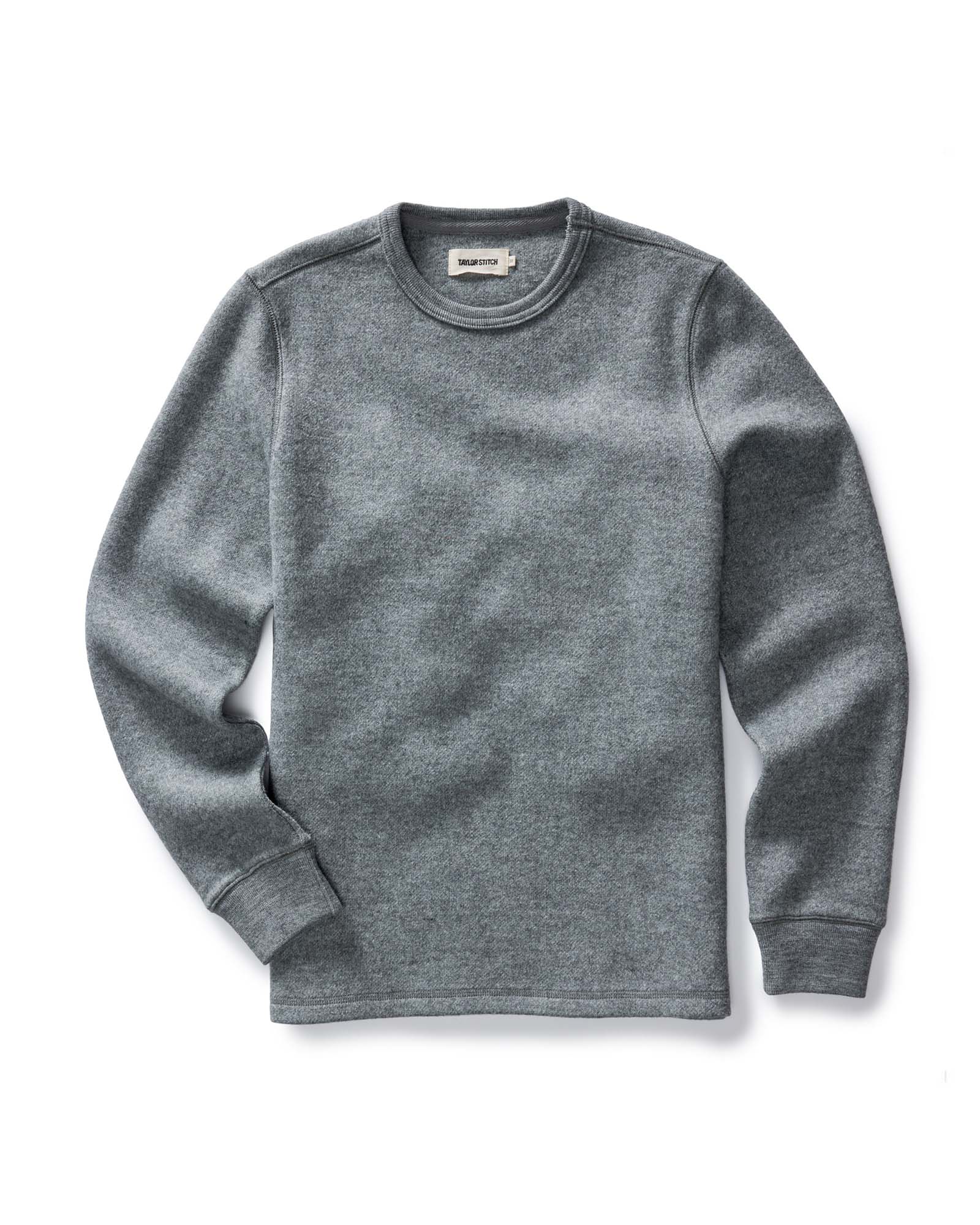 flatlay of The Evans Crew in Dark Ash Birdseye Wool, Knits by Taylor Stitch