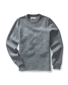 flatlay of The Evans Crew in Dark Ash Birdseye Wool, Knits by Taylor Stitch