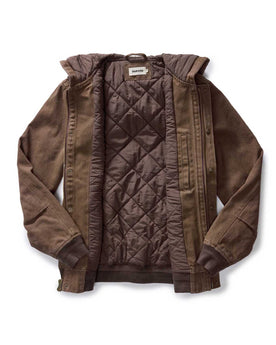 flatlay of the inside of The Workhorse Hoodie in Aged Penny Chipped Canvas, Outerwear by Taylor Stitch