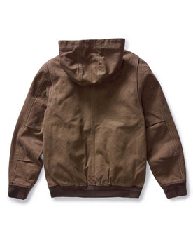 flatlay of the back of The Workhorse Hoodie in Aged Penny Chipped Canvas, Outerwear by Taylor Stitch