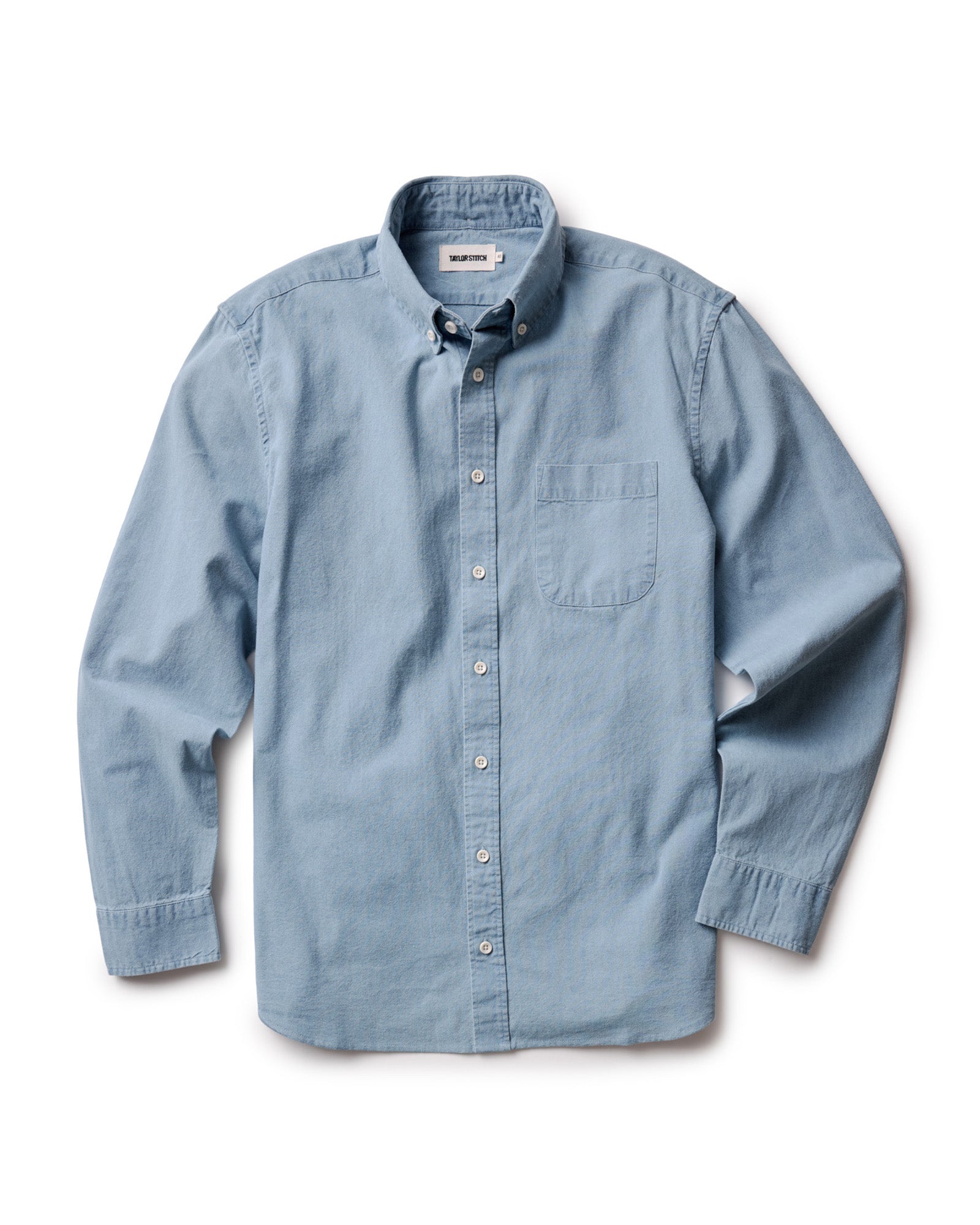 flatlay of The Jack in Washed Indigo Oxford, Wovens by Taylor Stitch