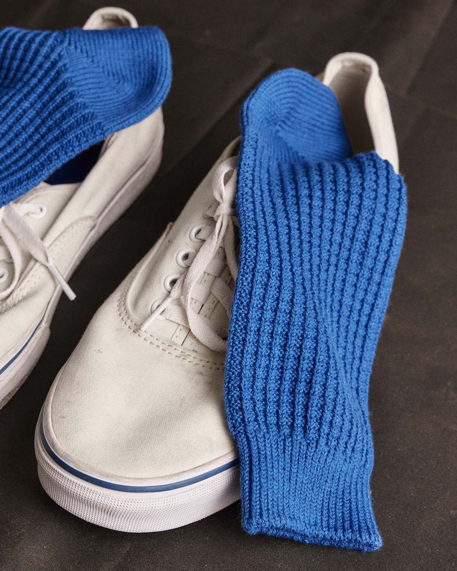 material shot of the waffle on The Waffle Sock in Cobalt, Accessories by Taylor Stitch