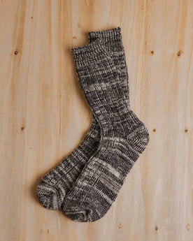 editorial flatlay of The Camp Sock in Marled Blue, Accessories by Taylor Stitch