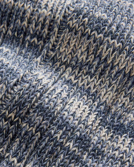 editorial image of the fabric on The Camp Sock in Marled Blue, Accessories by Taylor Stitch