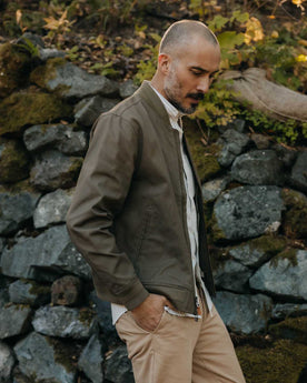 The Bomber Jacket in Fatigue Olive Dry Wax, Outerwear by Taylor Stitch