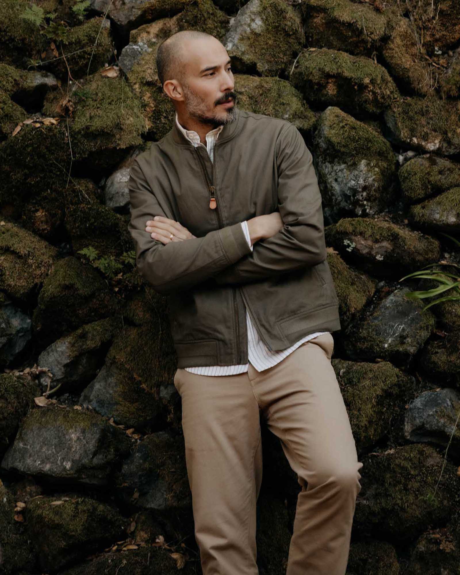 The Bomber Jacket in Fatigue Olive Dry Wax: Alternate Image 3, Outerwear by Taylor Stitch